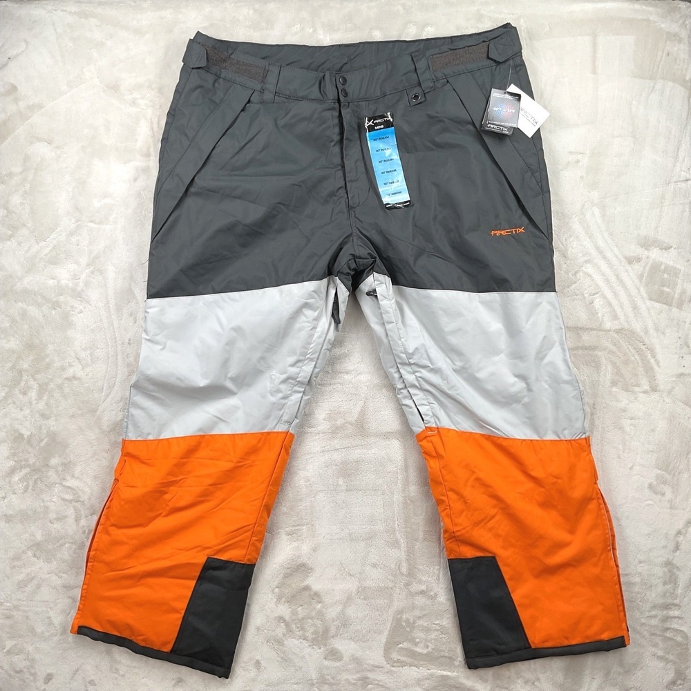 Arctix Mens Everglade Insulated Snow Pants XXL 44-46W 30L Charcoal Orange Grey